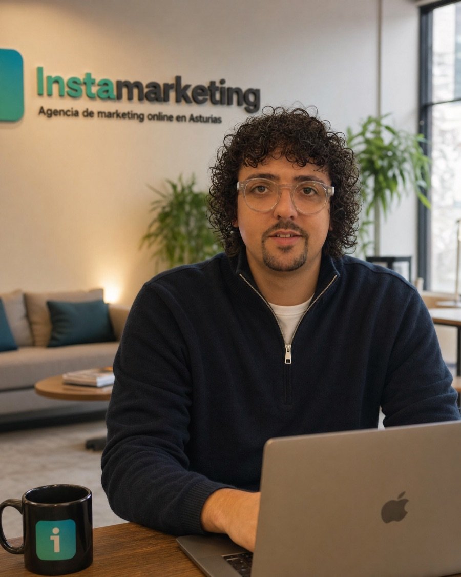 Diego García, fundador de Instamarketing, agencia de marketing online en Asturias, en la oficina de Oviedo